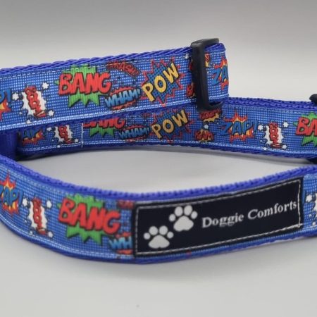 Crash, bang, pow dog collars/martingales & leads.