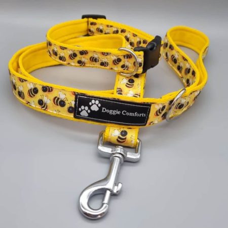 Bee design dog collars/martingales & leads.