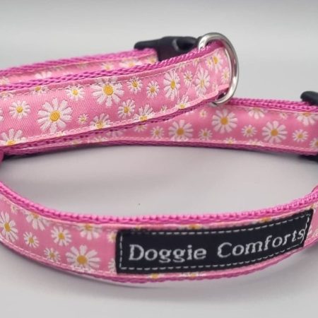 Pink daisy dog collars/martingales & leads.