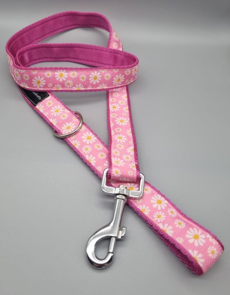 Pink daisy dog collars/martingales & leads.