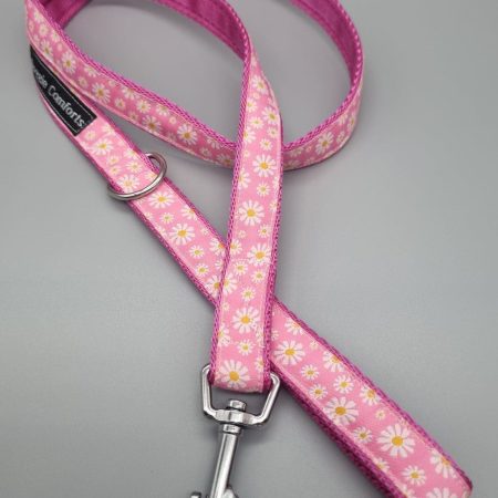 Pink daisy dog collars/martingales & leads.