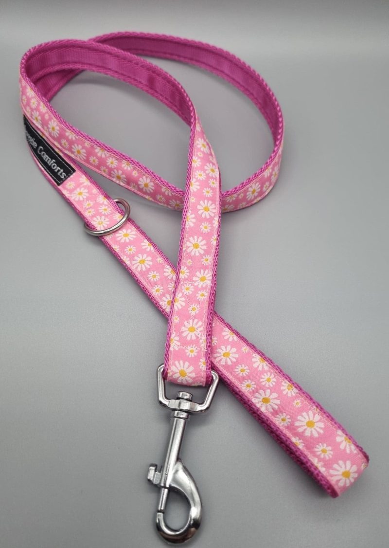 Pink daisy dog collars/martingales & leads.
