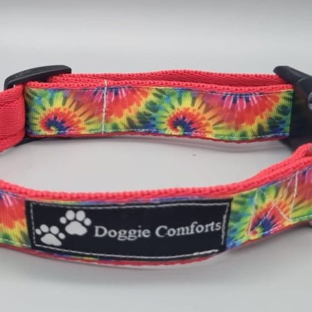 Abstract rainbow dog collars/martingales & leads.