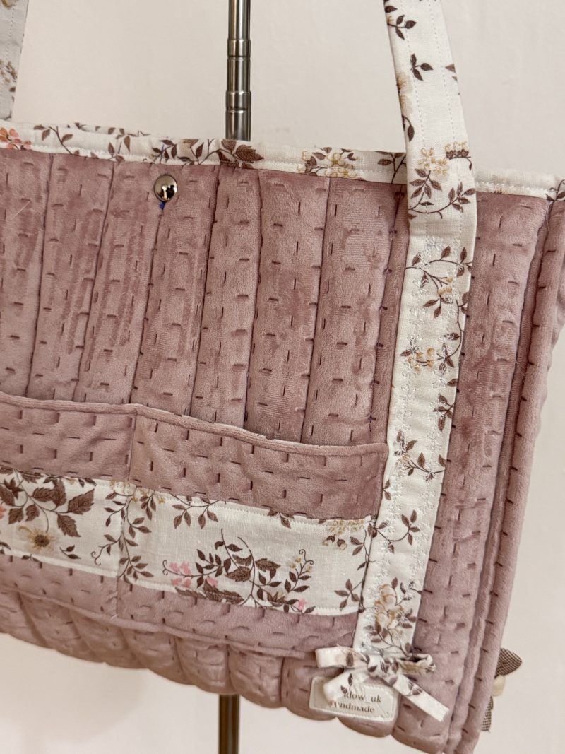 Handmade quilted tote bag-dusty pink