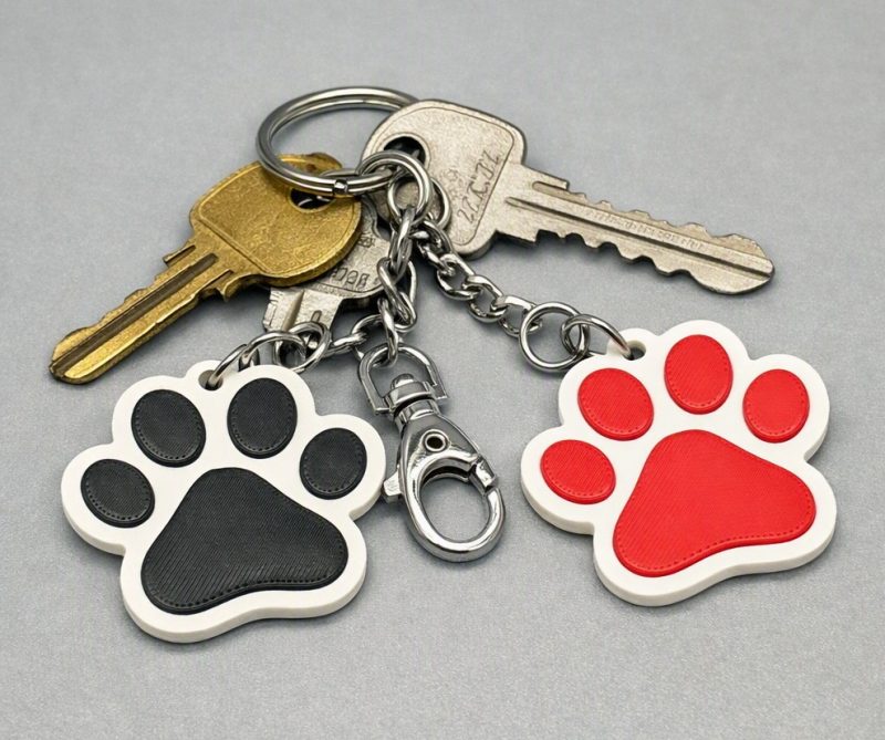 Colourful Pawprint keychain/keyring
