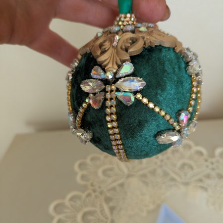 Set od 3 big velvet christmas bauble