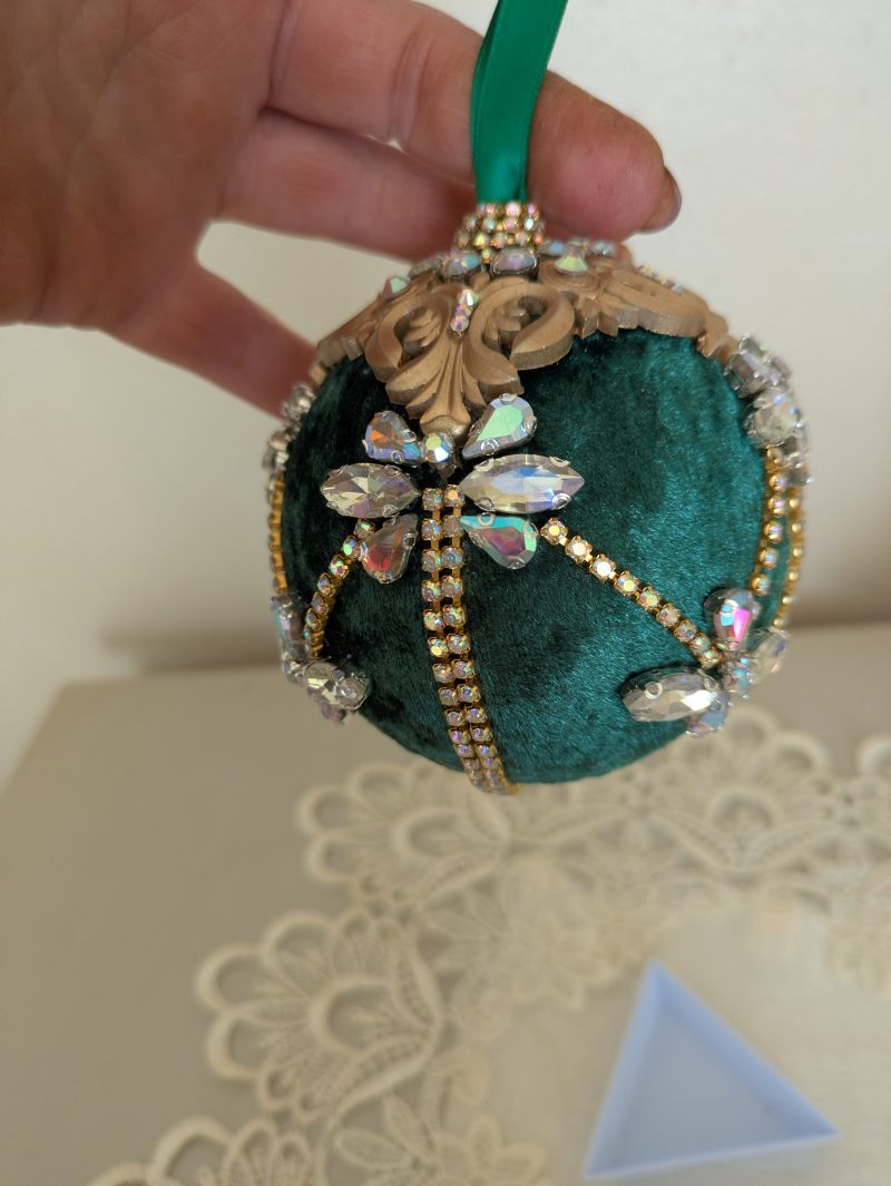 Set od 3 big velvet christmas bauble