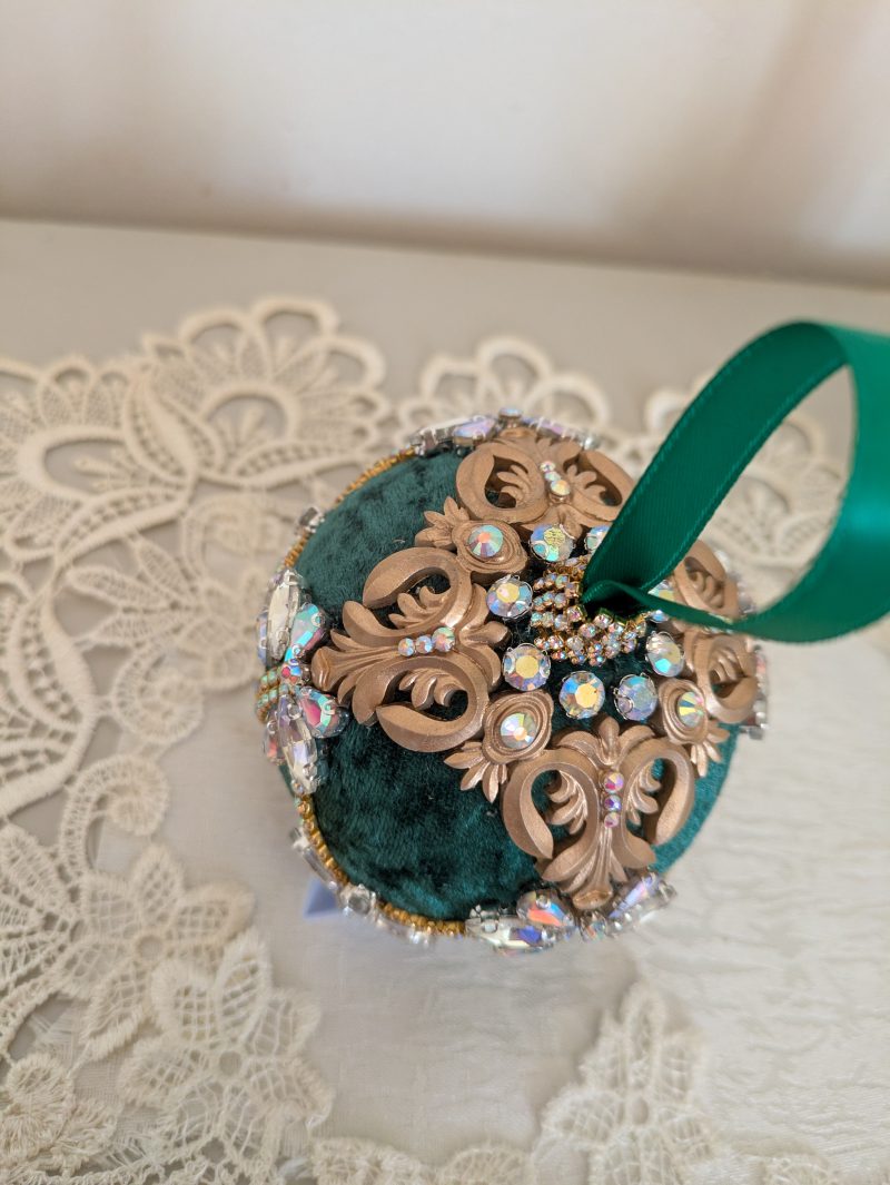 Set od 3 big velvet christmas bauble
