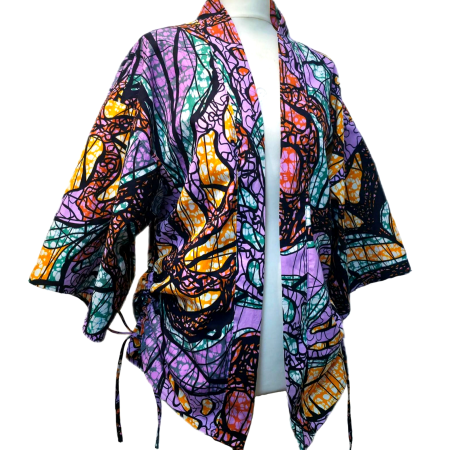 Multicolour Abstract Print African-style Kimono Jacket