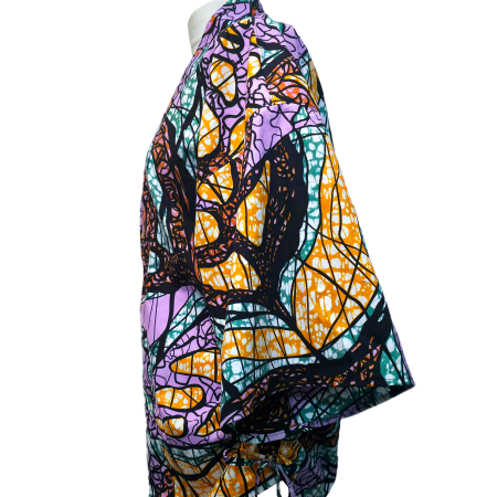 Multicolour Abstract Print African-style Kimono Jacket