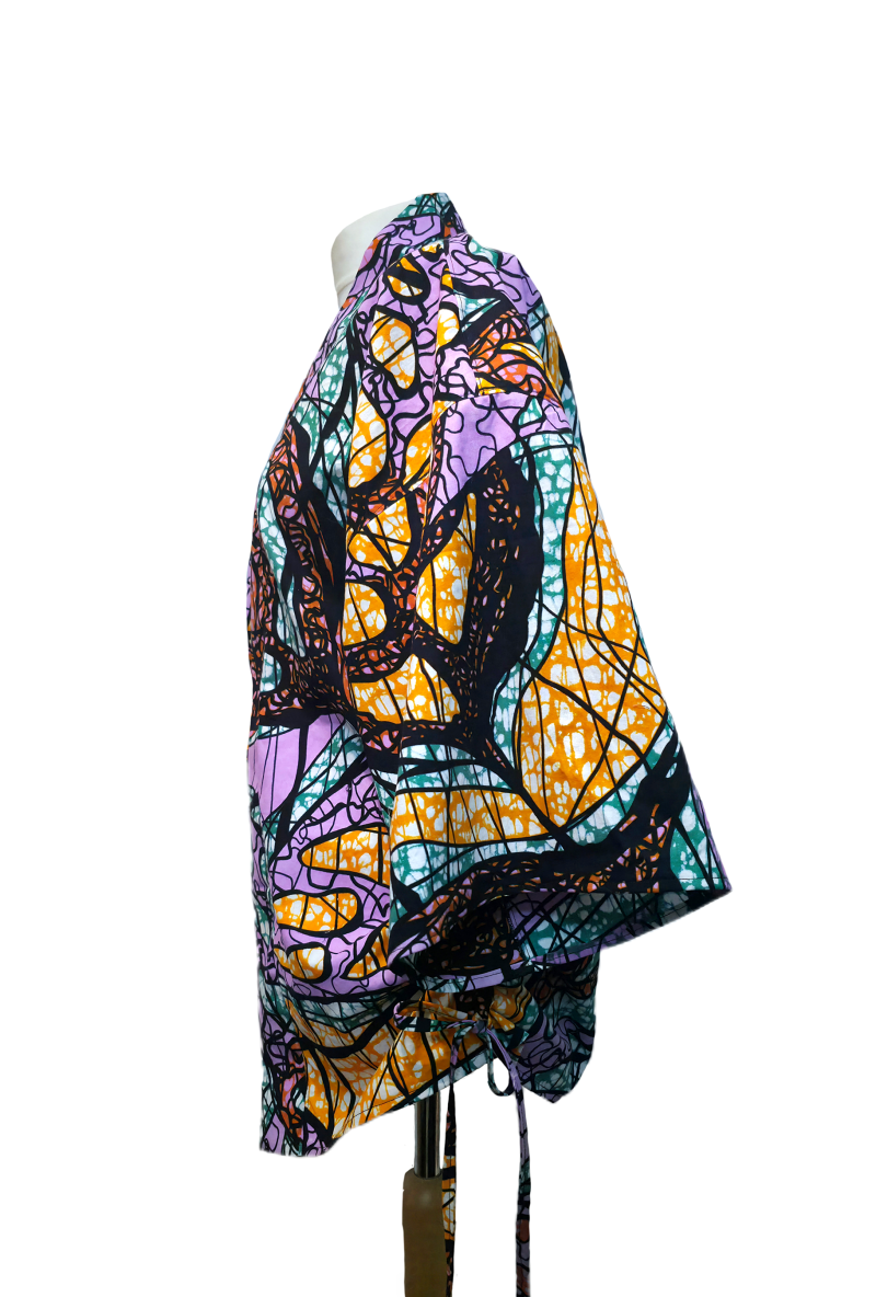 Multicolour Abstract Print African-style Kimono Jacket