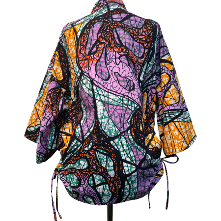 Multicolour Abstract Print African-style Kimono Jacket