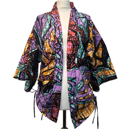 Multicolour Abstract Print African-style Kimono Jacket