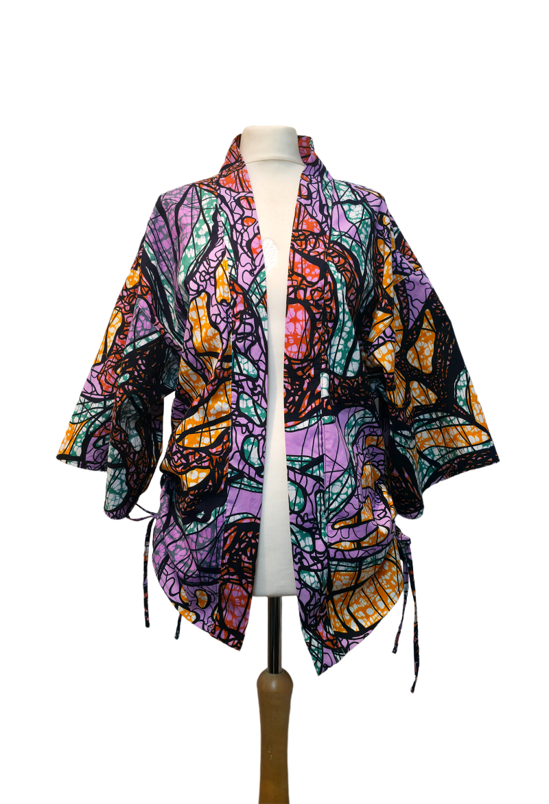 Multicolour Abstract Print African-style Kimono Jacket