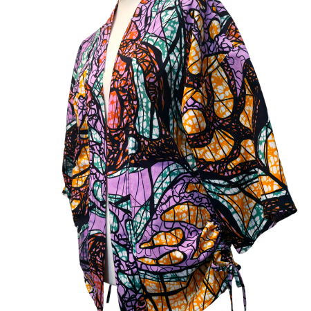 Multicolour Abstract Print African-style Kimono Jacket