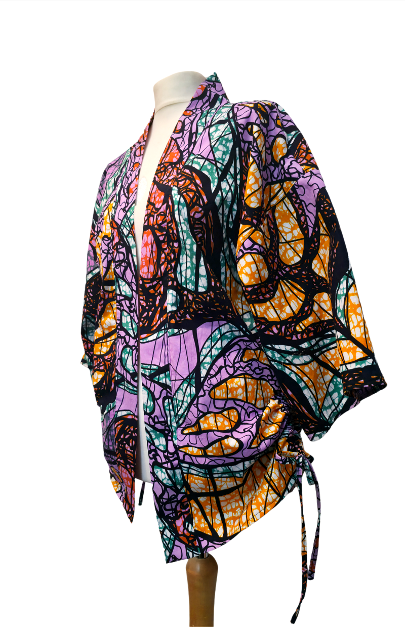 Multicolour Abstract Print African-style Kimono Jacket