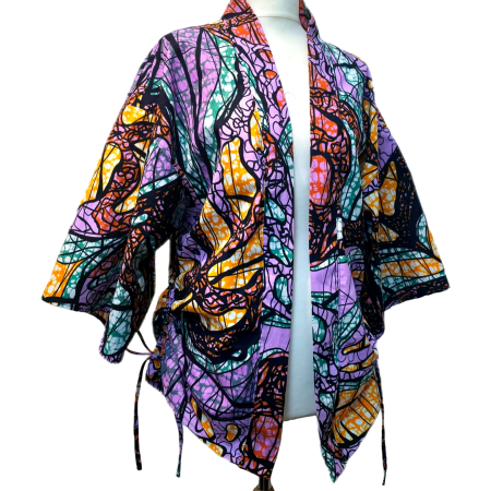 Multicolour Abstract Print African-style Kimono Jacket
