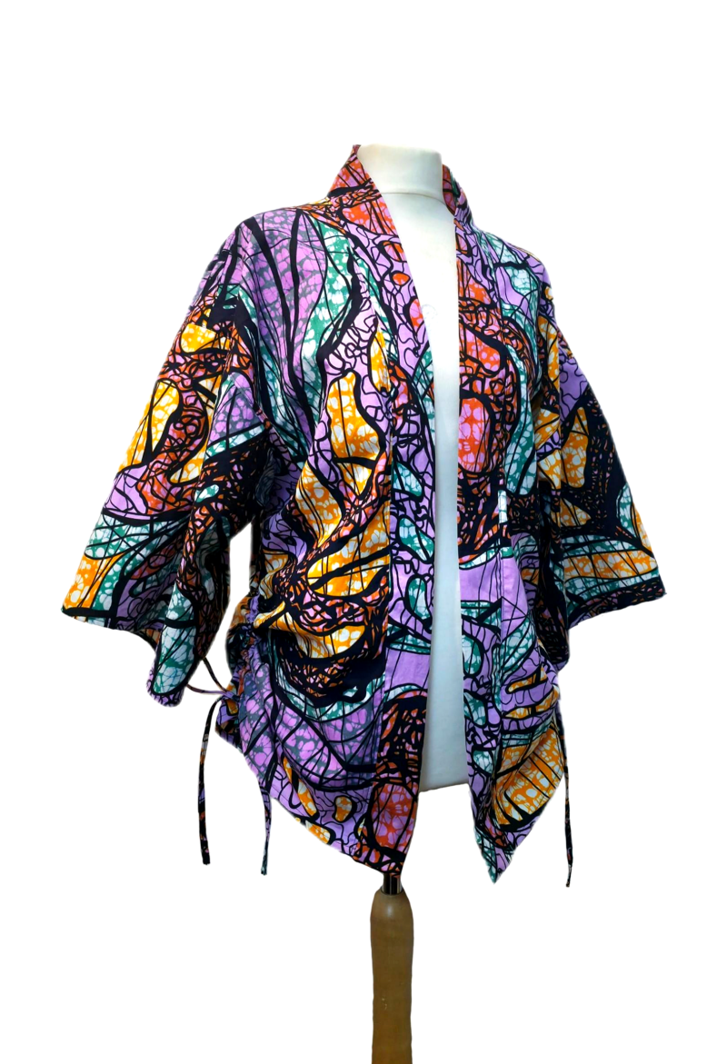 Multicolour Abstract Print African-style Kimono Jacket