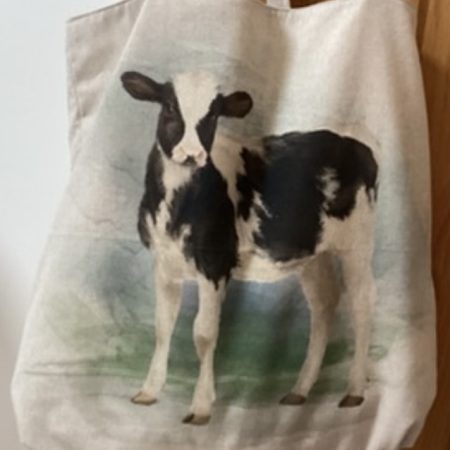Large Handmade Fully Lined Shopping Bag/Tote Bag featuring a cute Calf Cow Free P&P