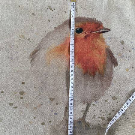 Super Cute Red Robin Themed Lined Beige Cotton Mix Large Tote Bag/Shopping Bag
