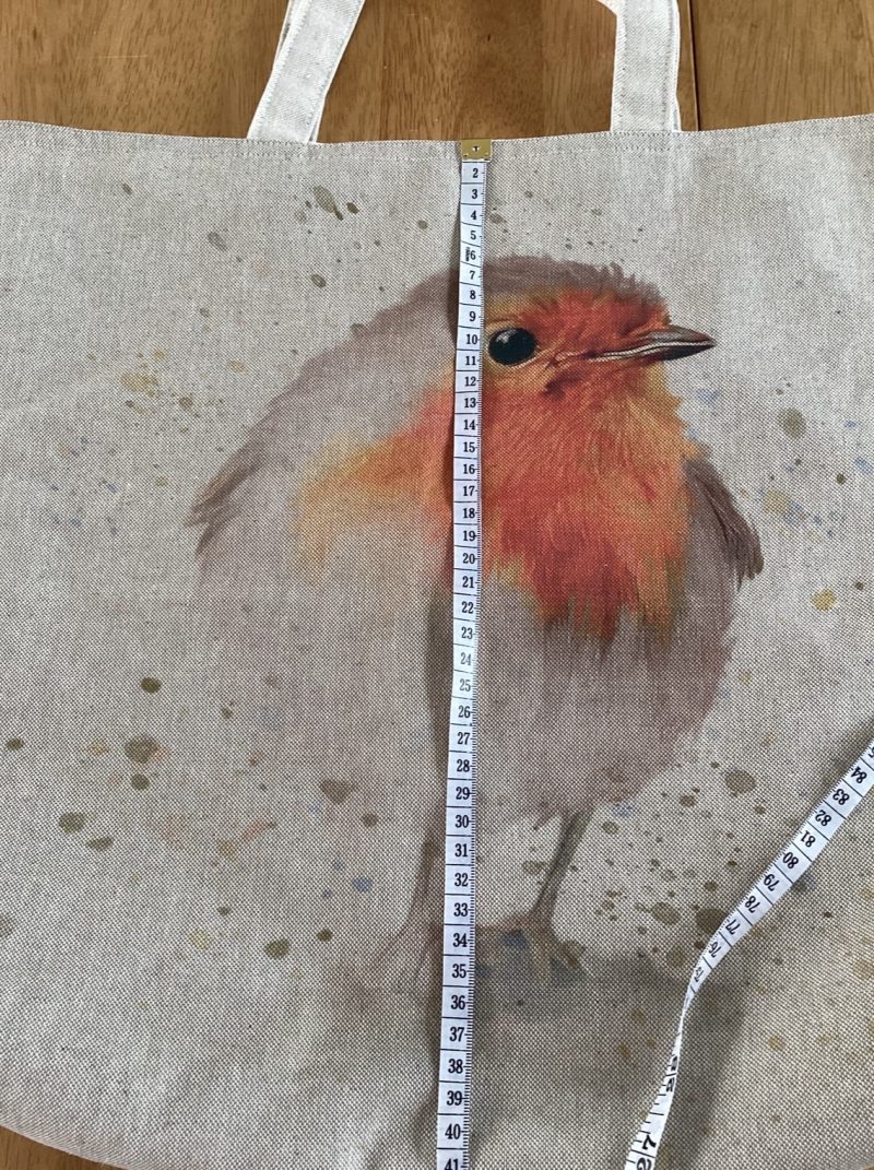 Super Cute Red Robin Themed Lined Beige Cotton Mix Large Tote Bag/Shopping Bag