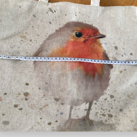 Super Cute Red Robin Themed Lined Beige Cotton Mix Large Tote Bag/Shopping Bag