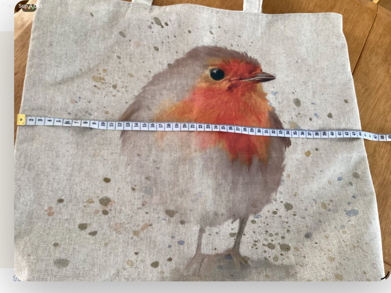 Super Cute Red Robin Themed Lined Beige Cotton Mix Large Tote Bag/Shopping Bag
