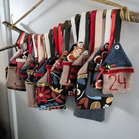 Handmade Colourful Hanging Advent Calendar – 24 Pockets