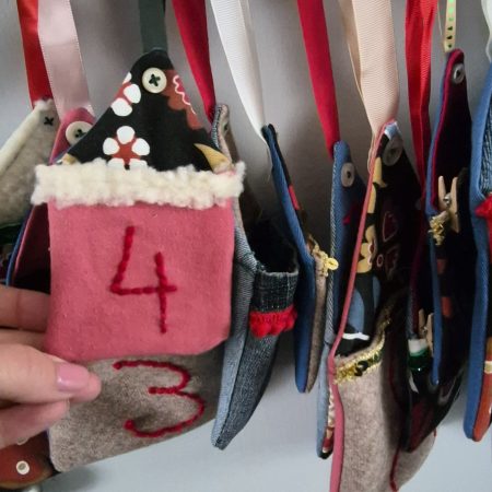 Handmade Colourful Hanging Advent Calendar – 24 Pockets
