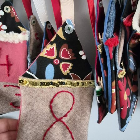 Handmade Colourful Hanging Advent Calendar – 24 Pockets