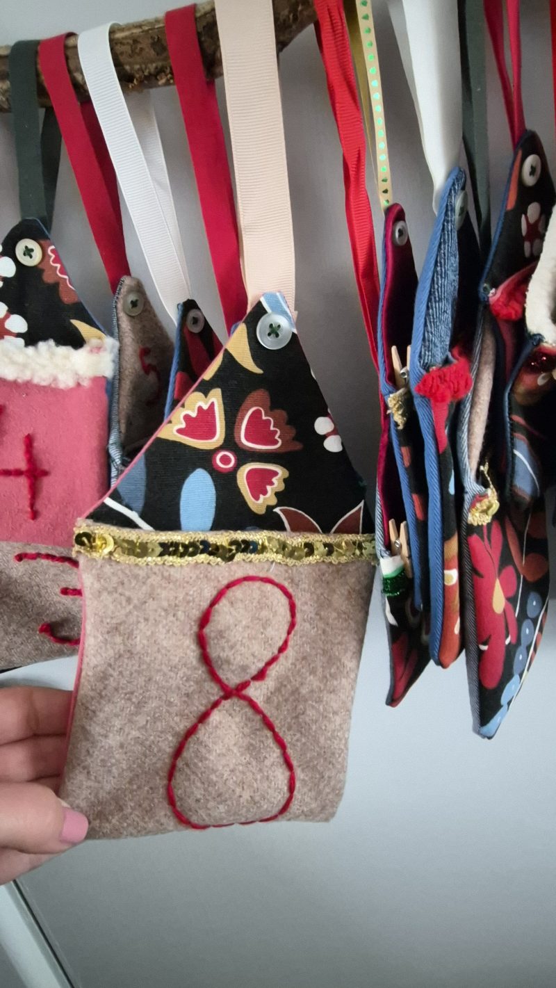 Handmade Colourful Hanging Advent Calendar – 24 Pockets