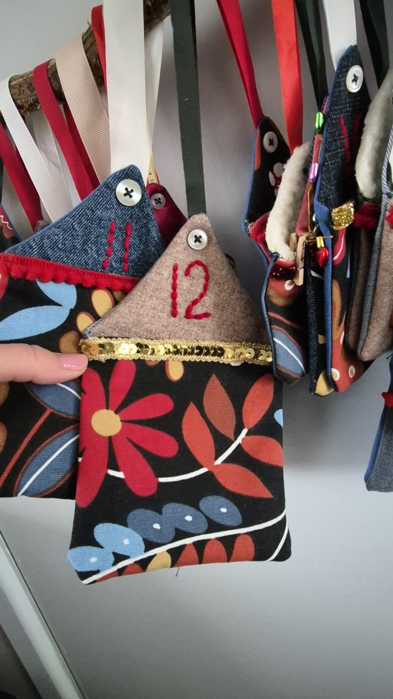 Handmade Colourful Hanging Advent Calendar – 24 Pockets