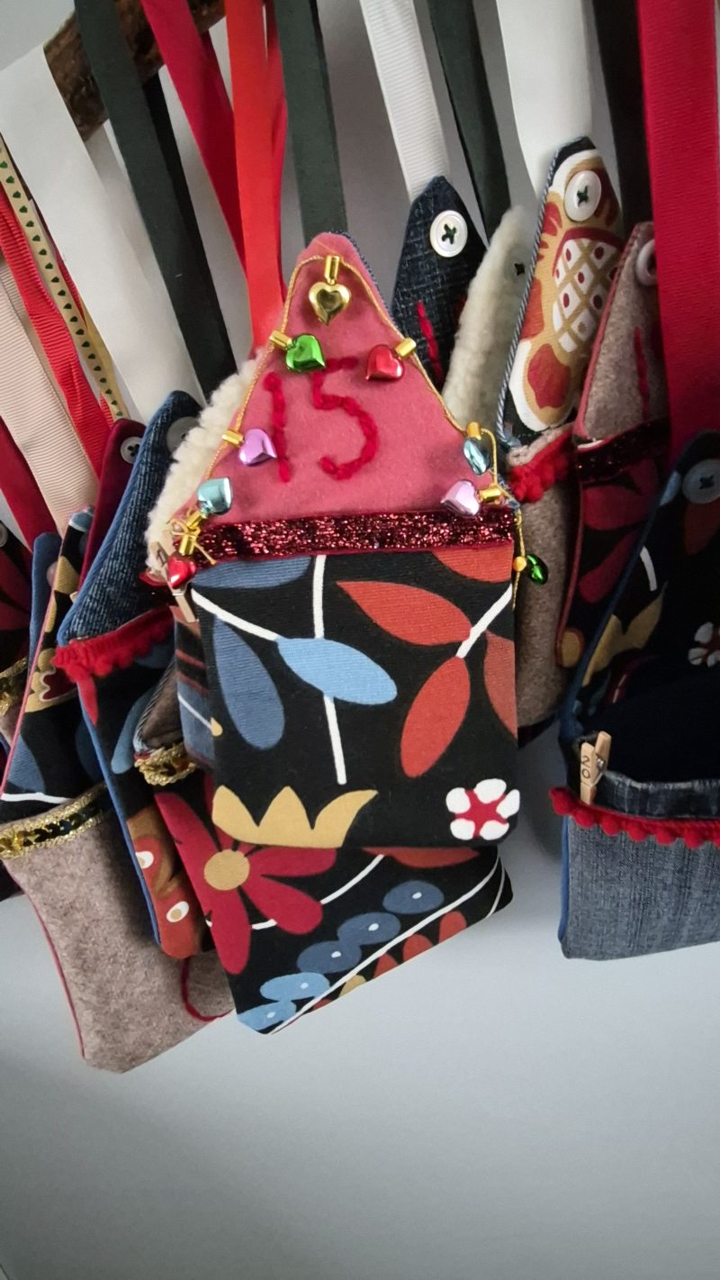 Handmade Colourful Hanging Advent Calendar – 24 Pockets
