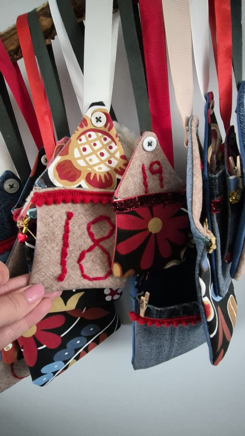 Handmade Colourful Hanging Advent Calendar – 24 Pockets