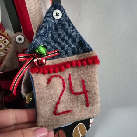 Handmade Colourful Hanging Advent Calendar – 24 Pockets