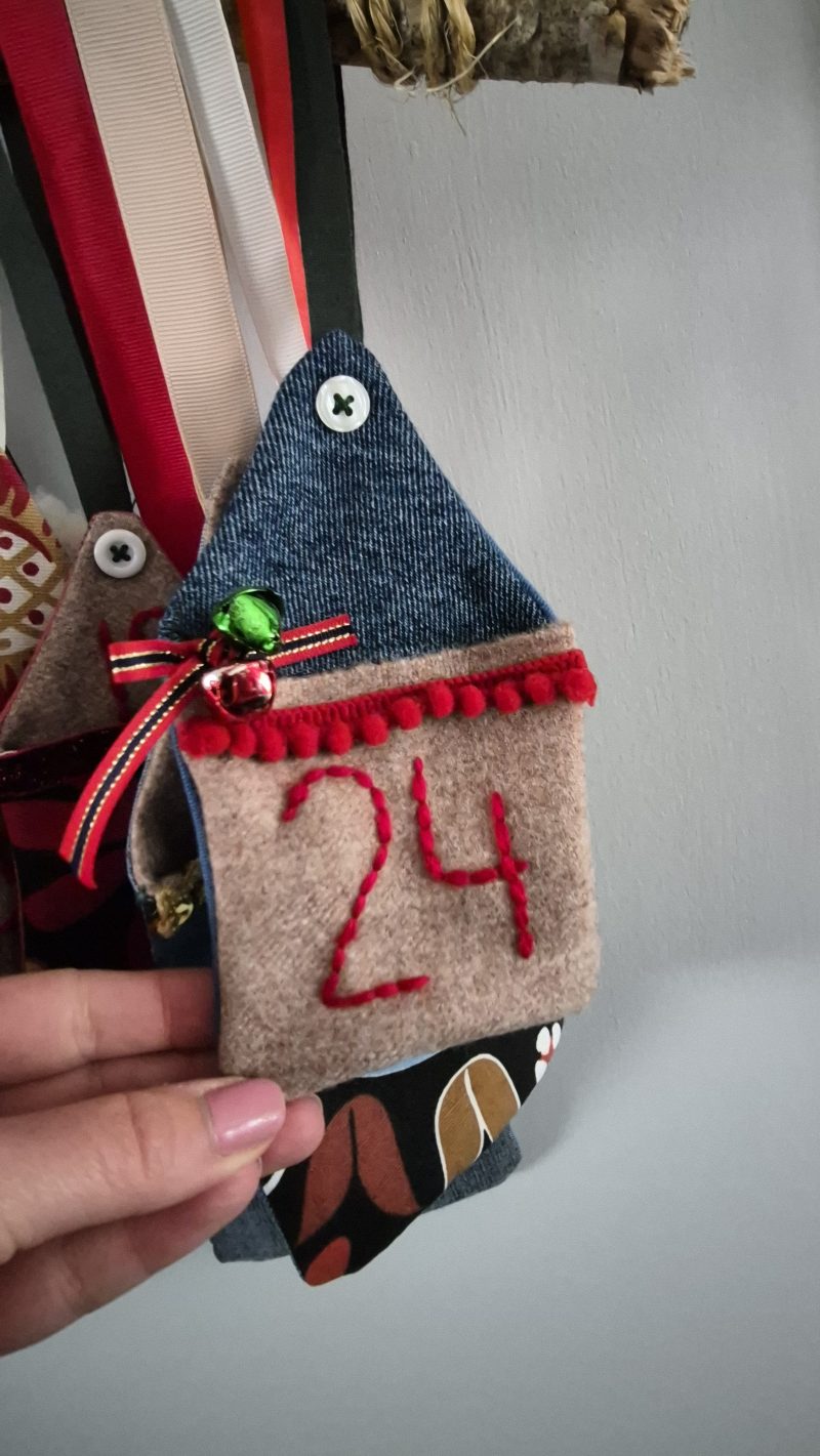 Handmade Colourful Hanging Advent Calendar – 24 Pockets