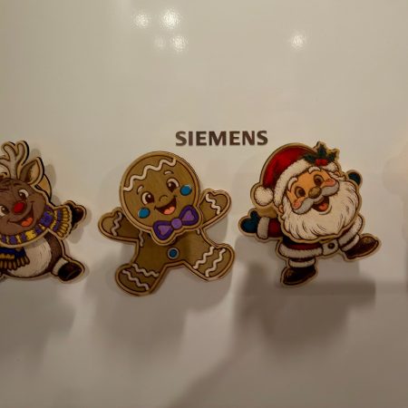 Hand-Painted Swinging Wooden Christmas Fridge Magnets – 5 Characters