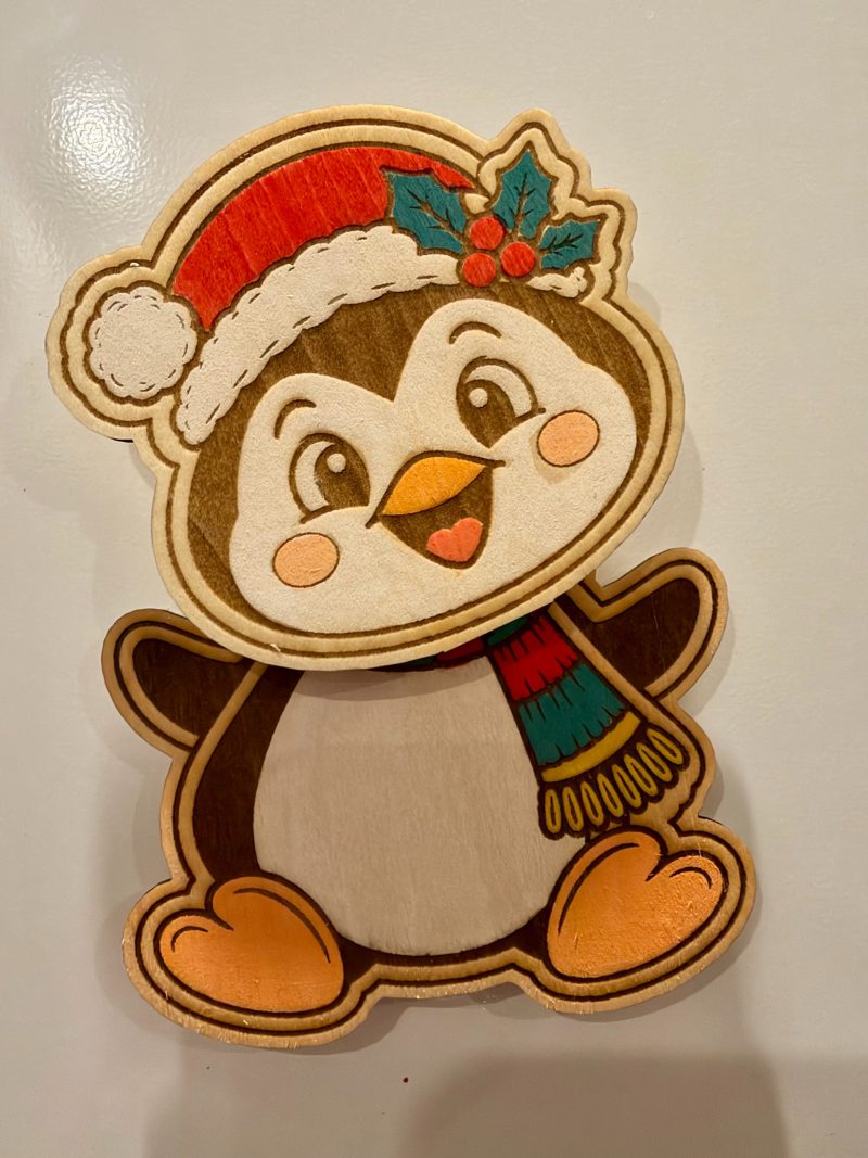 Hand-Painted Swinging Wooden Christmas Fridge Magnets – 5 Characters