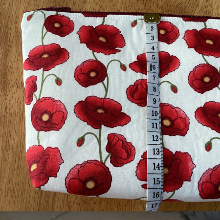 Stunning Red/White Cotton Poppy Print Handmade, Zipped, Lined, Make Up/Cosmetic/Wash Bag