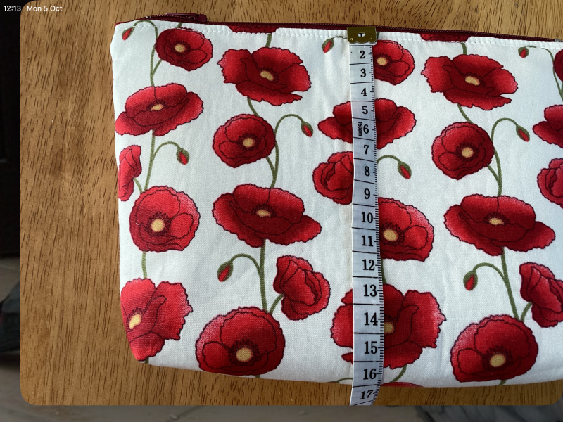 Stunning Red/White Cotton Poppy Print Handmade, Zipped, Lined, Make Up/Cosmetic/Wash Bag
