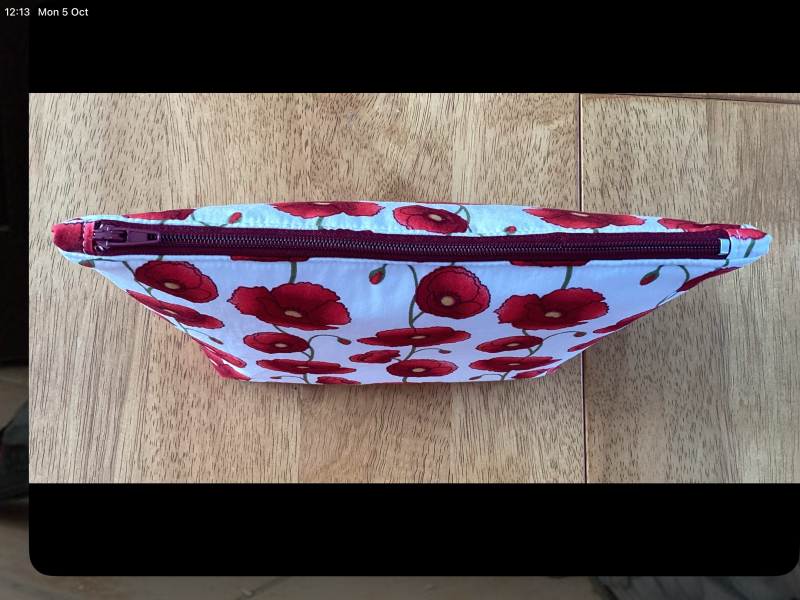 Stunning Red/White Cotton Poppy Print Handmade, Zipped, Lined, Make Up/Cosmetic/Wash Bag
