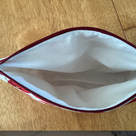Stunning Red/White Cotton Poppy Print Handmade, Zipped, Lined, Make Up/Cosmetic/Wash Bag