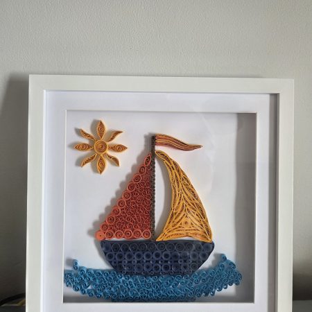 Handmade quilled boat picture