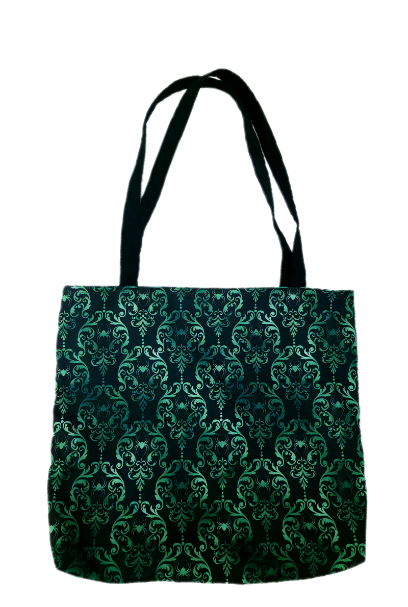Halloween Spooky Green Spider Gothic Print Tote Bag