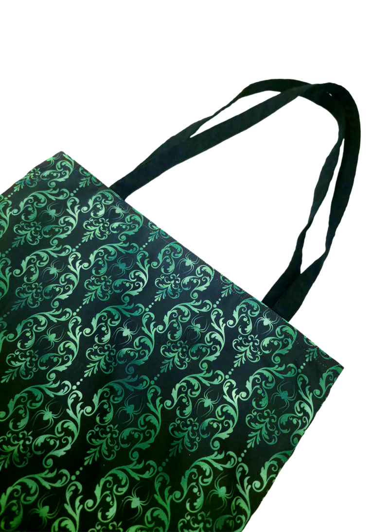 Halloween Spooky Green Spider Gothic Print Tote Bag