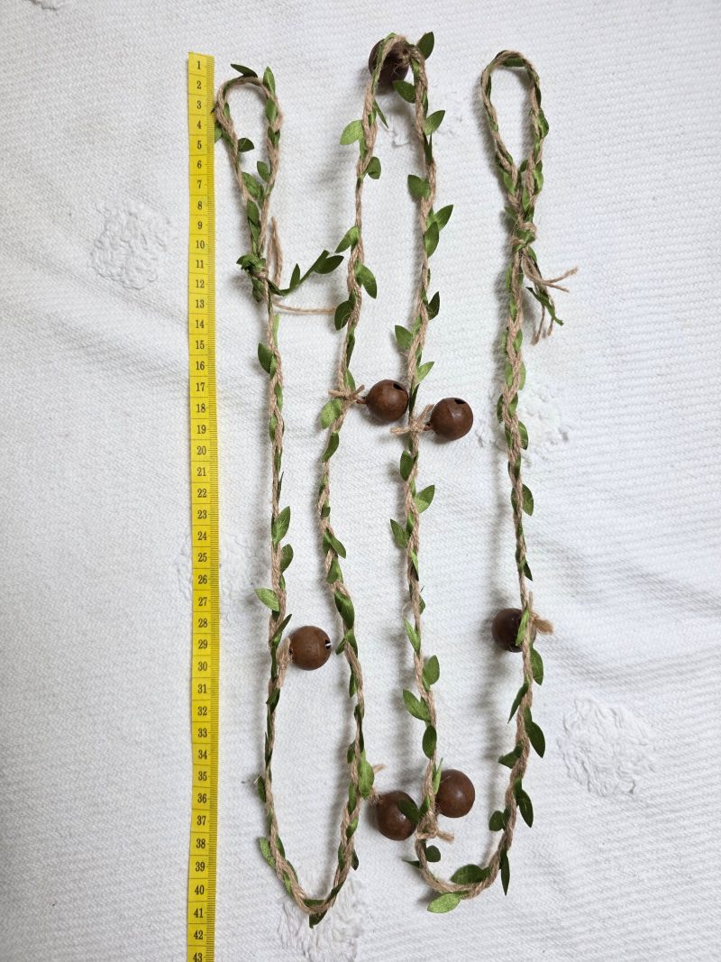 Leafy Jute Twine Garland of 7 Very Jinglely Rusty Round Bells