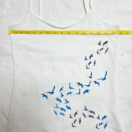 White Cotton Cami Vest with Hand Painted Birds