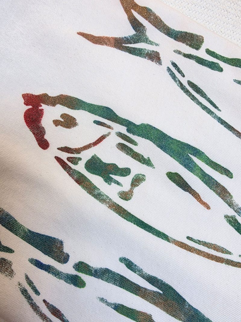 Hand-painted sardines tank vest, organic cotton, size 12