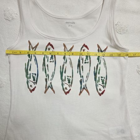 Hand-painted sardines tank vest, organic cotton, size 12