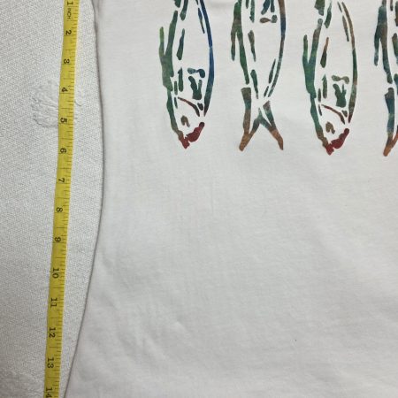 Hand-painted sardines tank vest, organic cotton, size 12